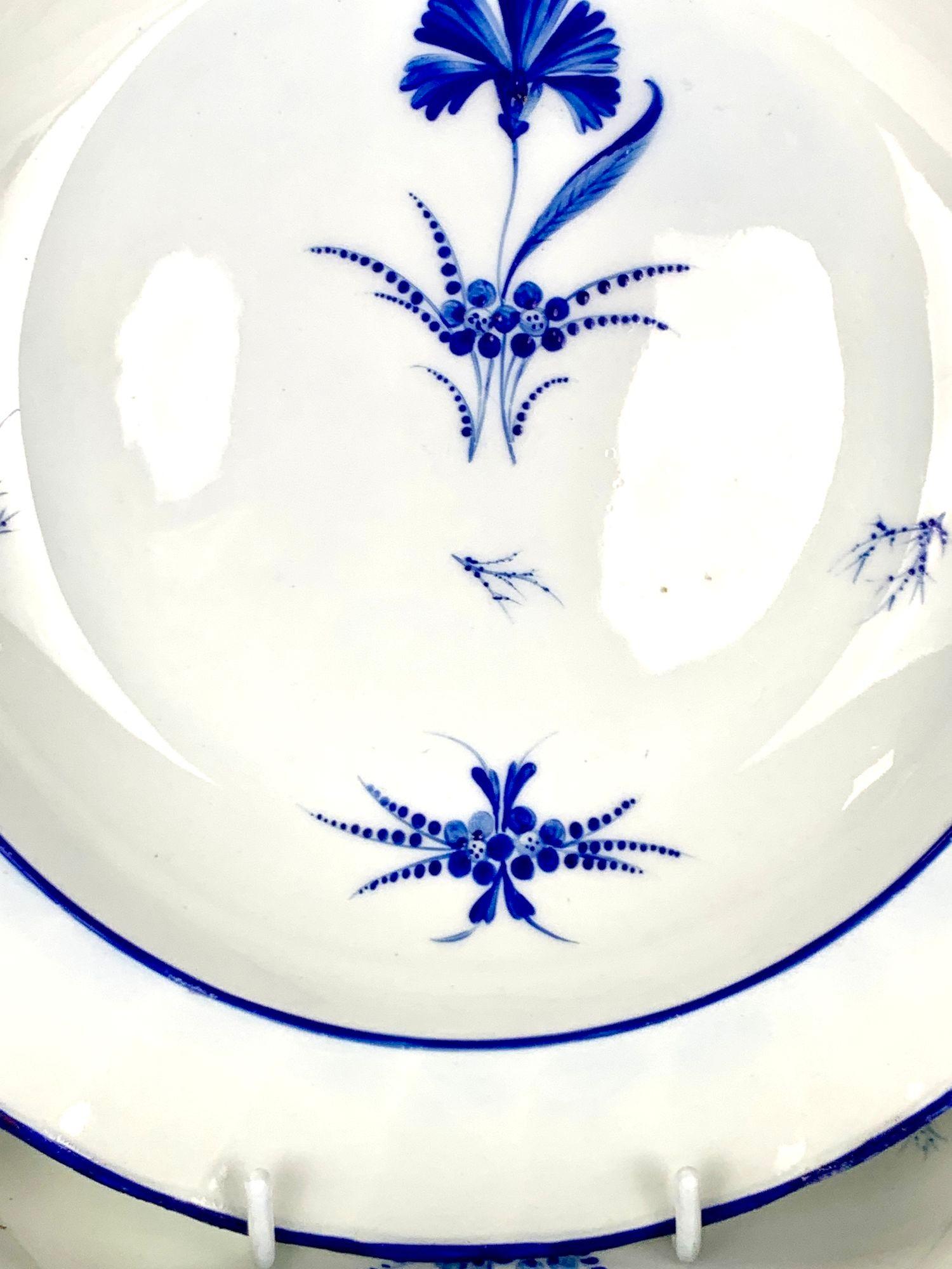 Seven Antique Blue and White Porcelain Soup Dishes Made by Derby England C-1805 For Sale 3
