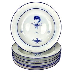 Seven Antique Blue and White Porcelain Soup Dishes Made by Derby England C-1805
