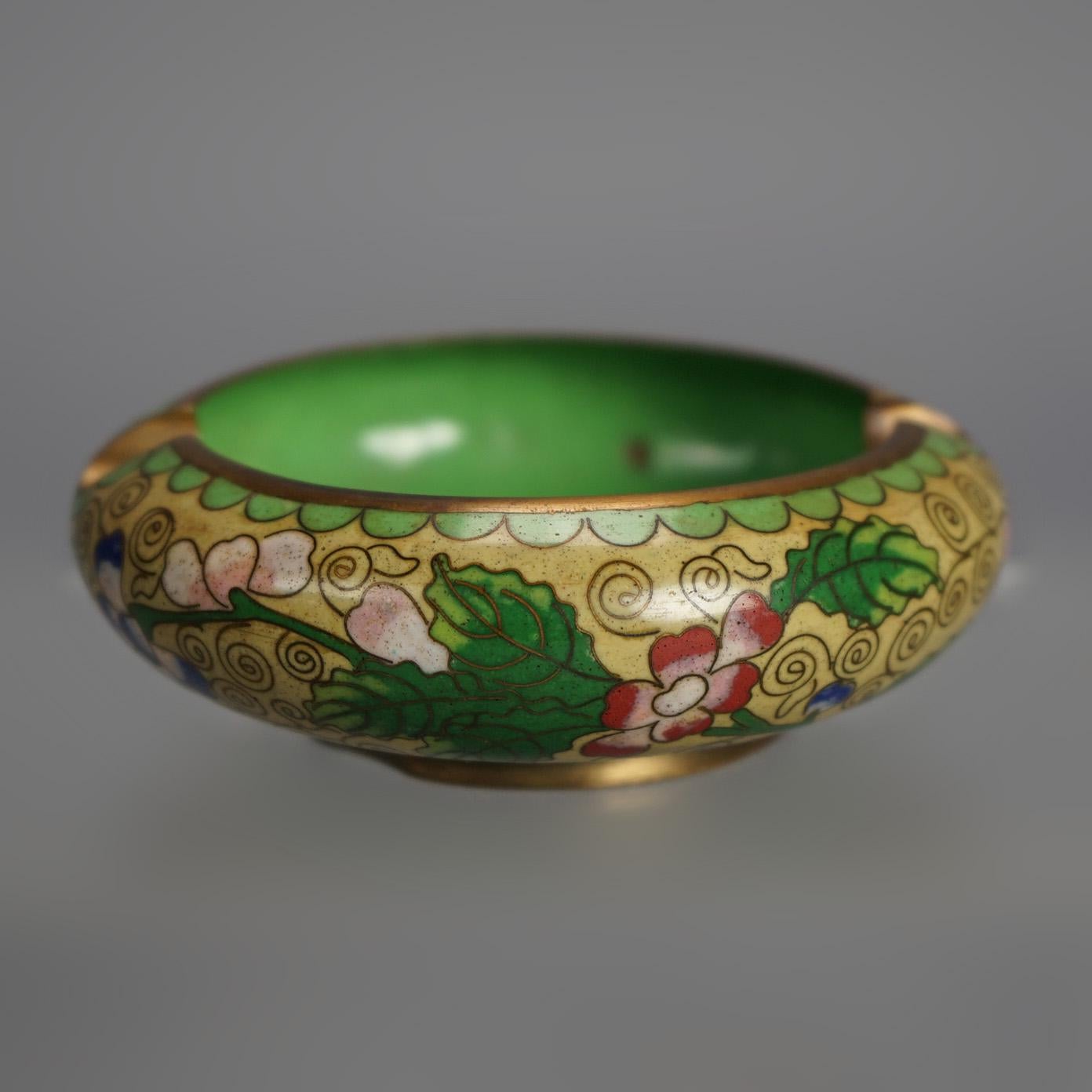 20th Century Seven Antique Chinese Bronze Cloisonne Enameled Rice Bowls C1920 For Sale