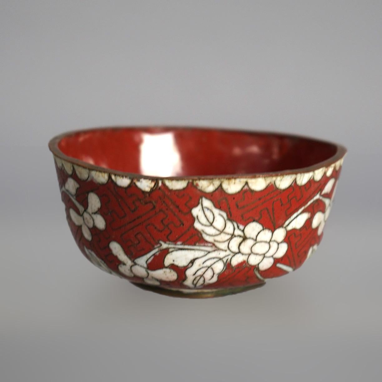 Seven Antique Chinese Bronze Cloisonne Enameled Rice Bowls C1920 For Sale 2
