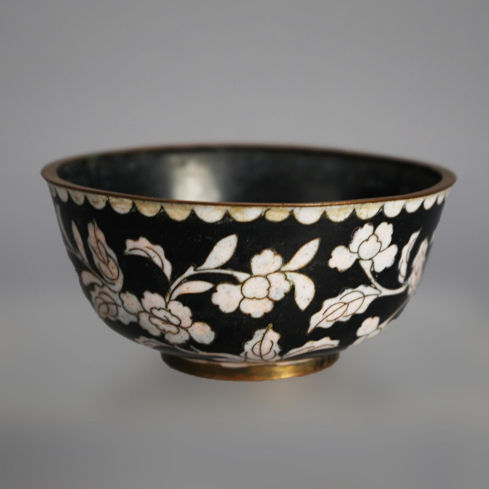 Seven Antique Chinese Bronze Cloisonne Enameled Rice Bowls C1920 For Sale 3