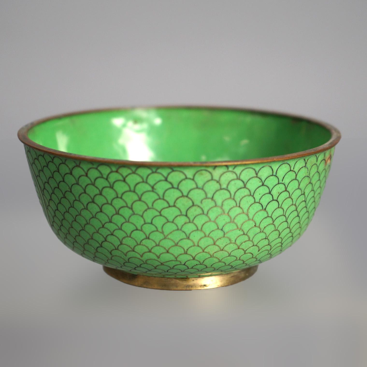 Seven Antique Chinese Bronze Cloisonne Enameled Rice Bowls C1920 For Sale 4