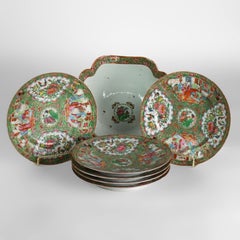 Seven Antique Chinese Rose Medallion Porcelain Items c1910