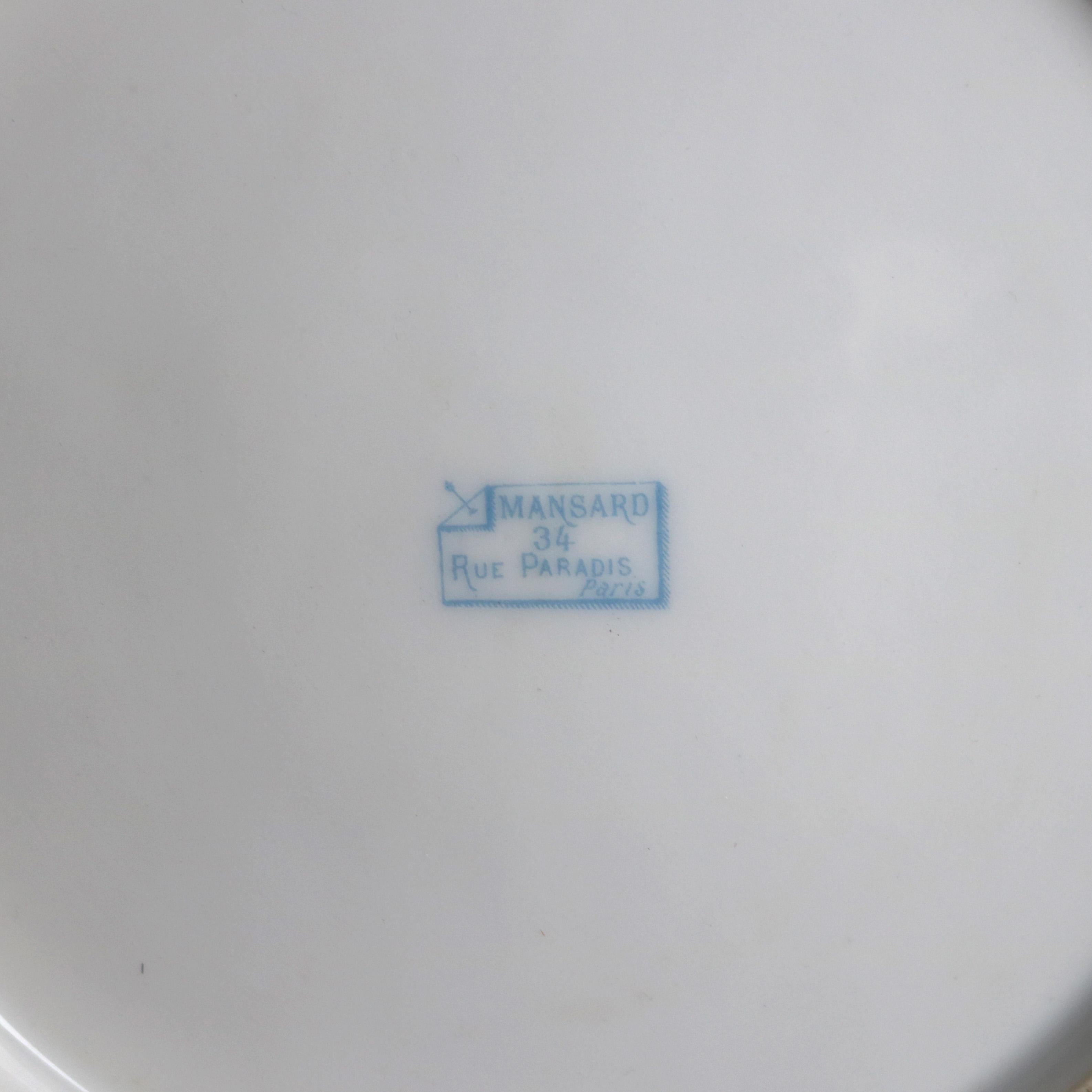Seven Antique Limoges Mansard Hand Painted & Gilt Porcelain Plates c1880 For Sale 6