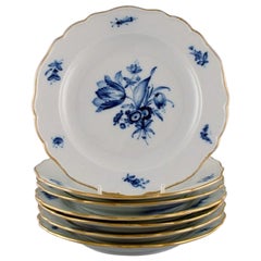 Seven Antique Meissen Porcelain Plates with Hand-Painted Flowers, Early 20th C.