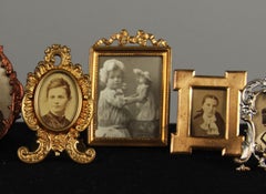 Seven Antique Miniature Picture Frames, Victorian Photo Frames, 1880s, 3 x 5 cm