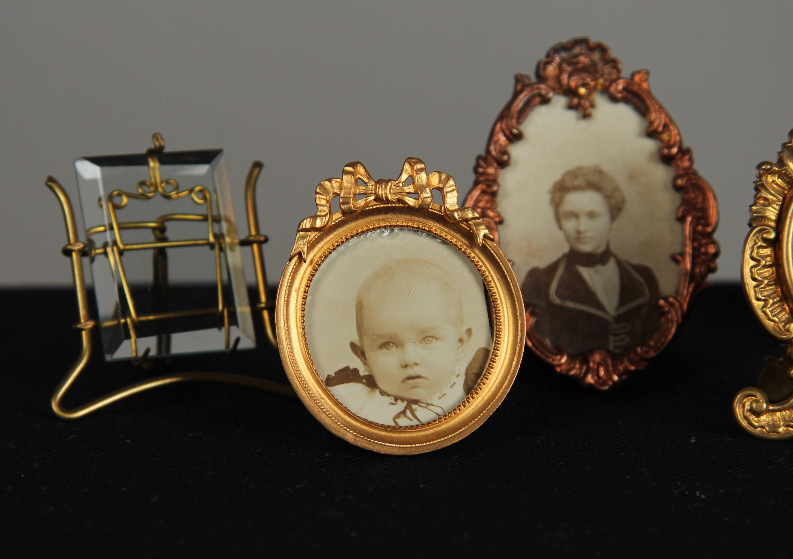 19th Century Seven Antique Miniature Picture Frames, Victorian Photo Frames, 1880s, 3 x 5 cm