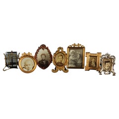 Seven Antique Miniature Picture Frames, Victorian Photo Frames, 1880s, 3 x 5 cm