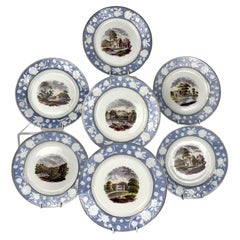 Juego de 7 Vajillas de Porcelana Antiguas New Hall Inglaterra Circa 1810