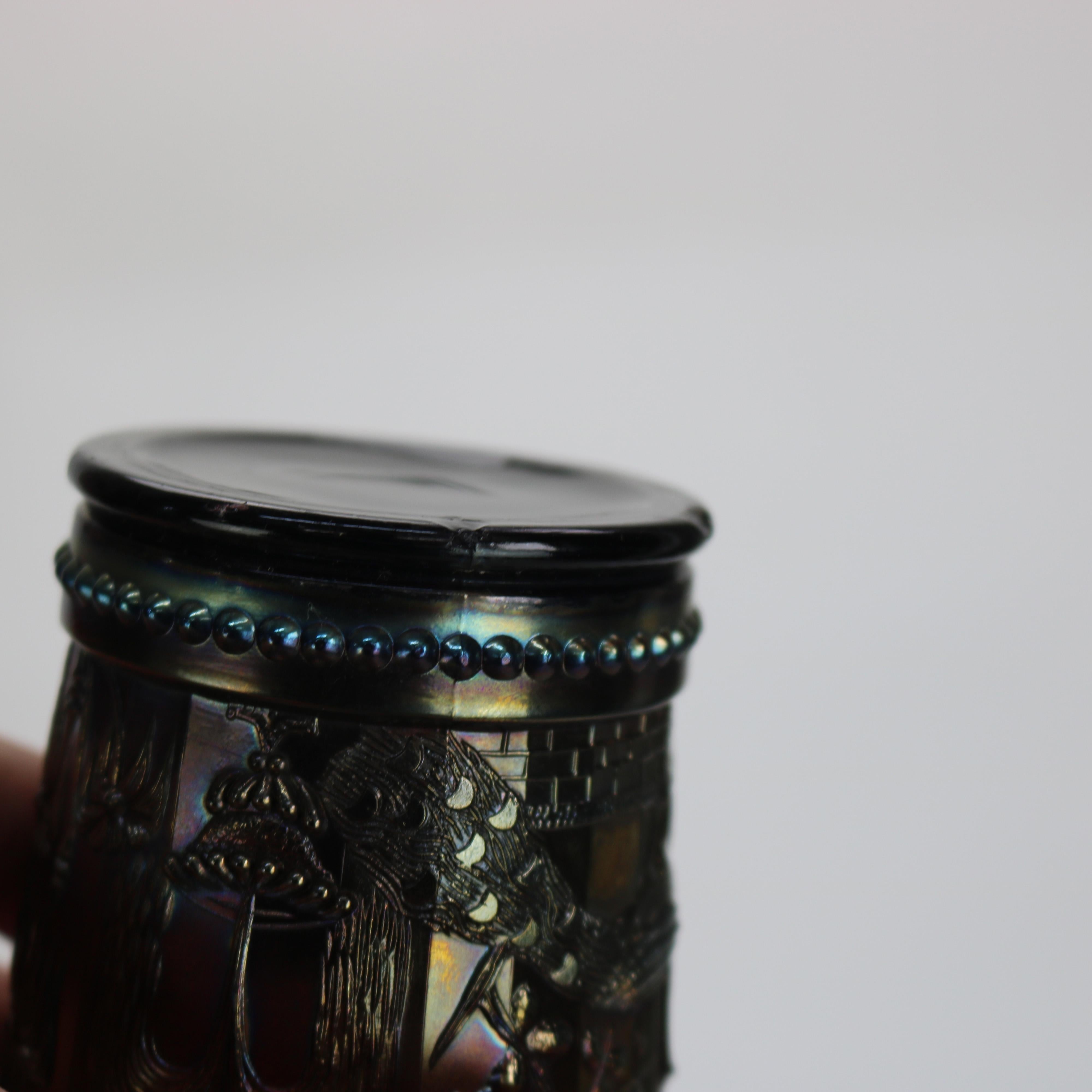 20th Century Seven Antique Northwood Carnival Glass “Peacocks At The Fountain” c1930 For Sale