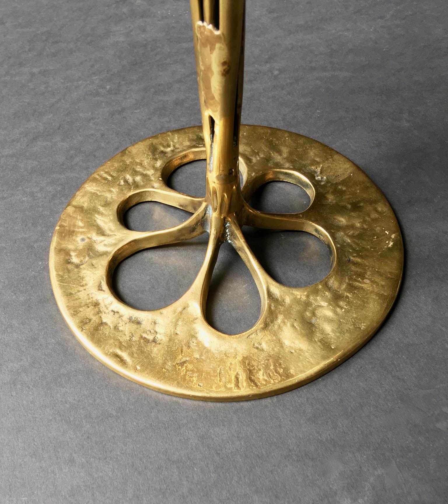 Cast Seven-Arm Brass Candlestick or Candelabra of Organic Form