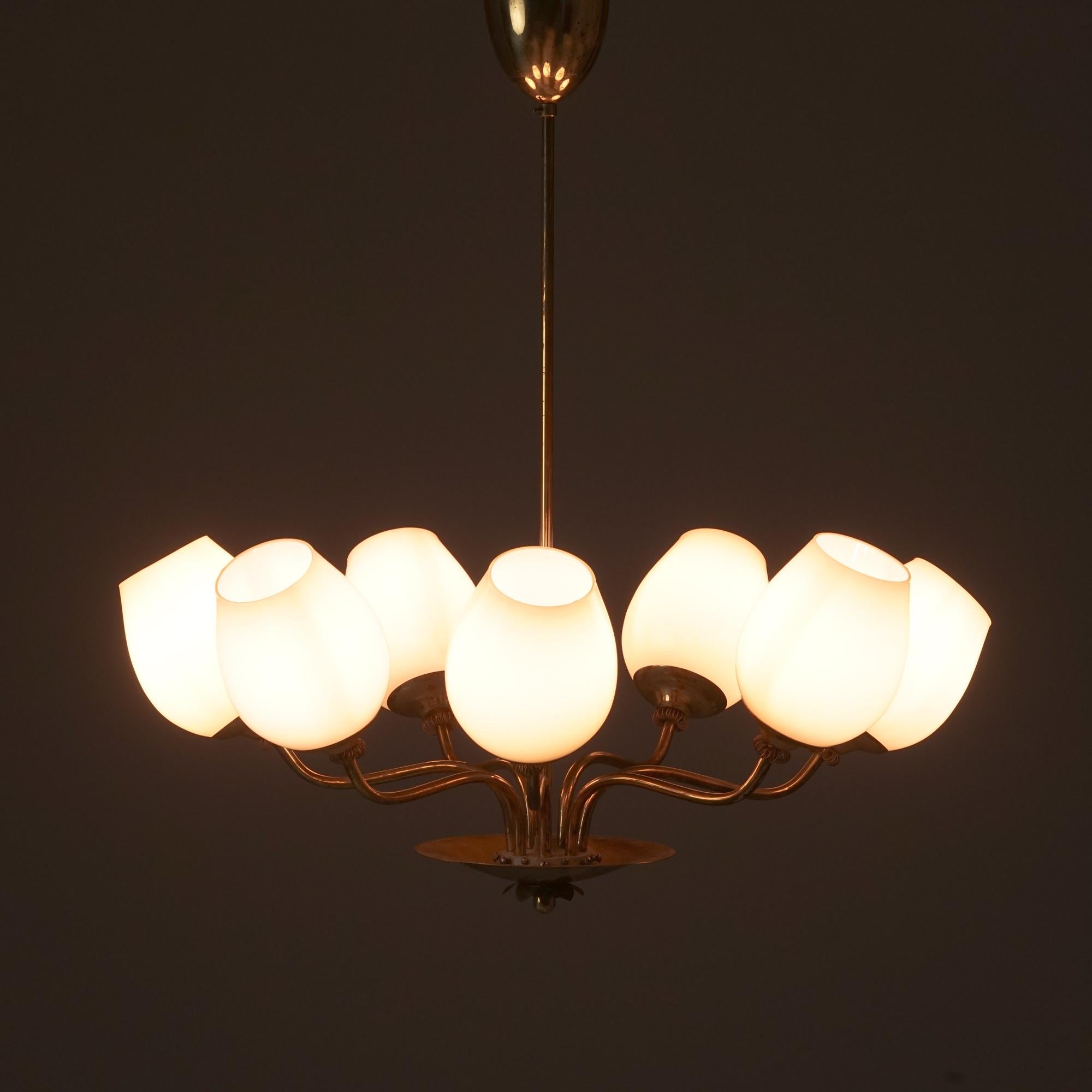 Seven Arm Chandelier, Attributed to Itsu, Finland, 1950s For Sale 1