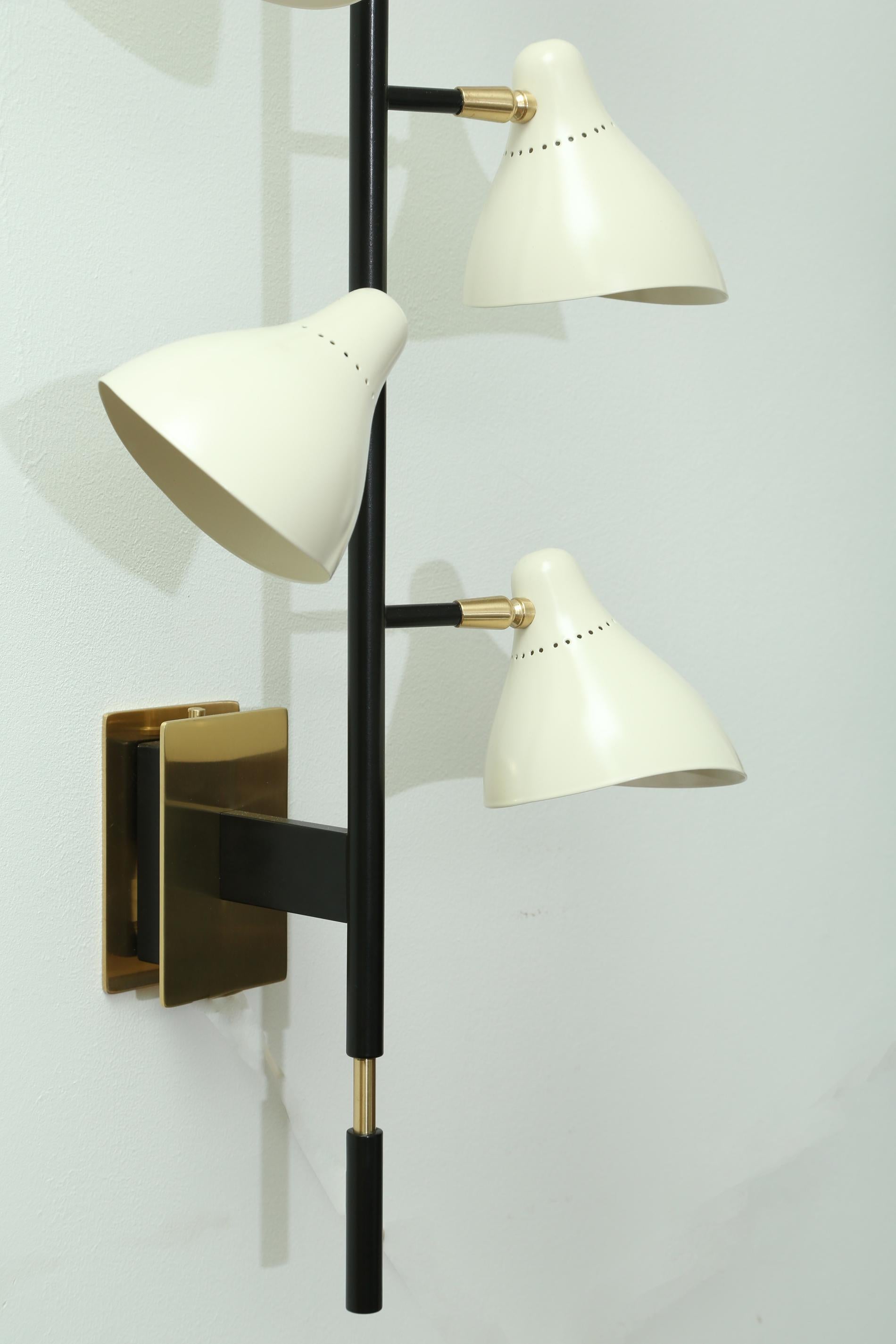 Mid-Century Modern  Pair of  Rotating Cups Wall Light Sconces, in Stock For Sale