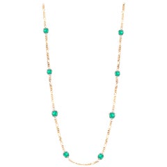 Seven Bezel-Set Emerald in Yellow Gold Necklace Weighing 1.15 Carat