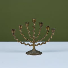 Seven Branch Spiral Brass Menorah