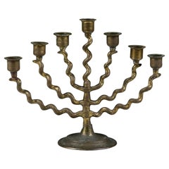 Seven Branch Spiral Brass Menorah