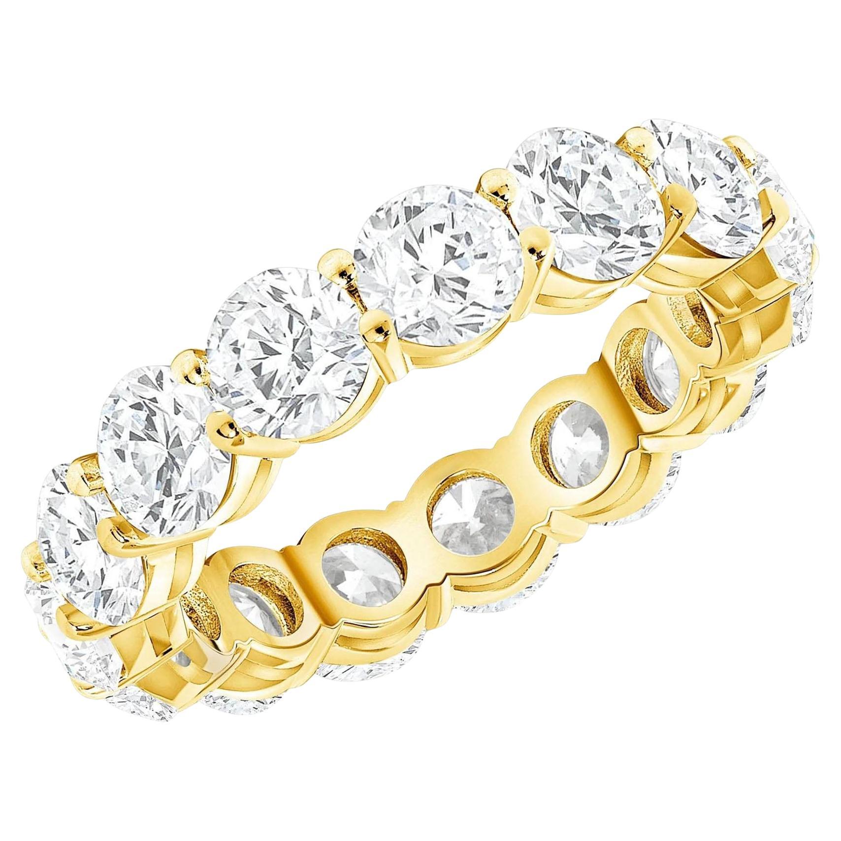 Anello a fascia per l'eternità in oro 14K con diamante rotondo da sette carati