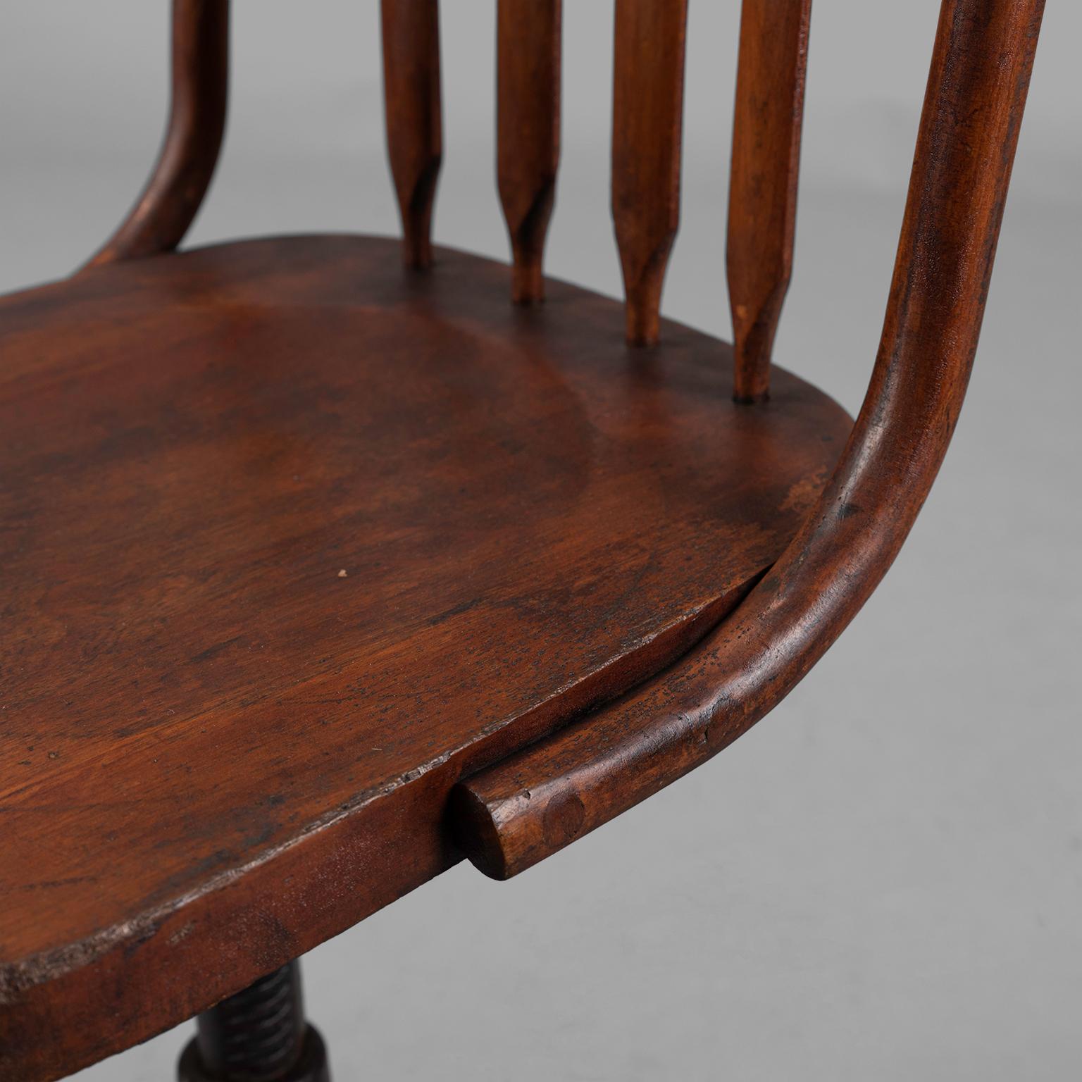 Seven Cast Iron and Wood Adjustable Height Chairs, circa 1895 For Sale 3