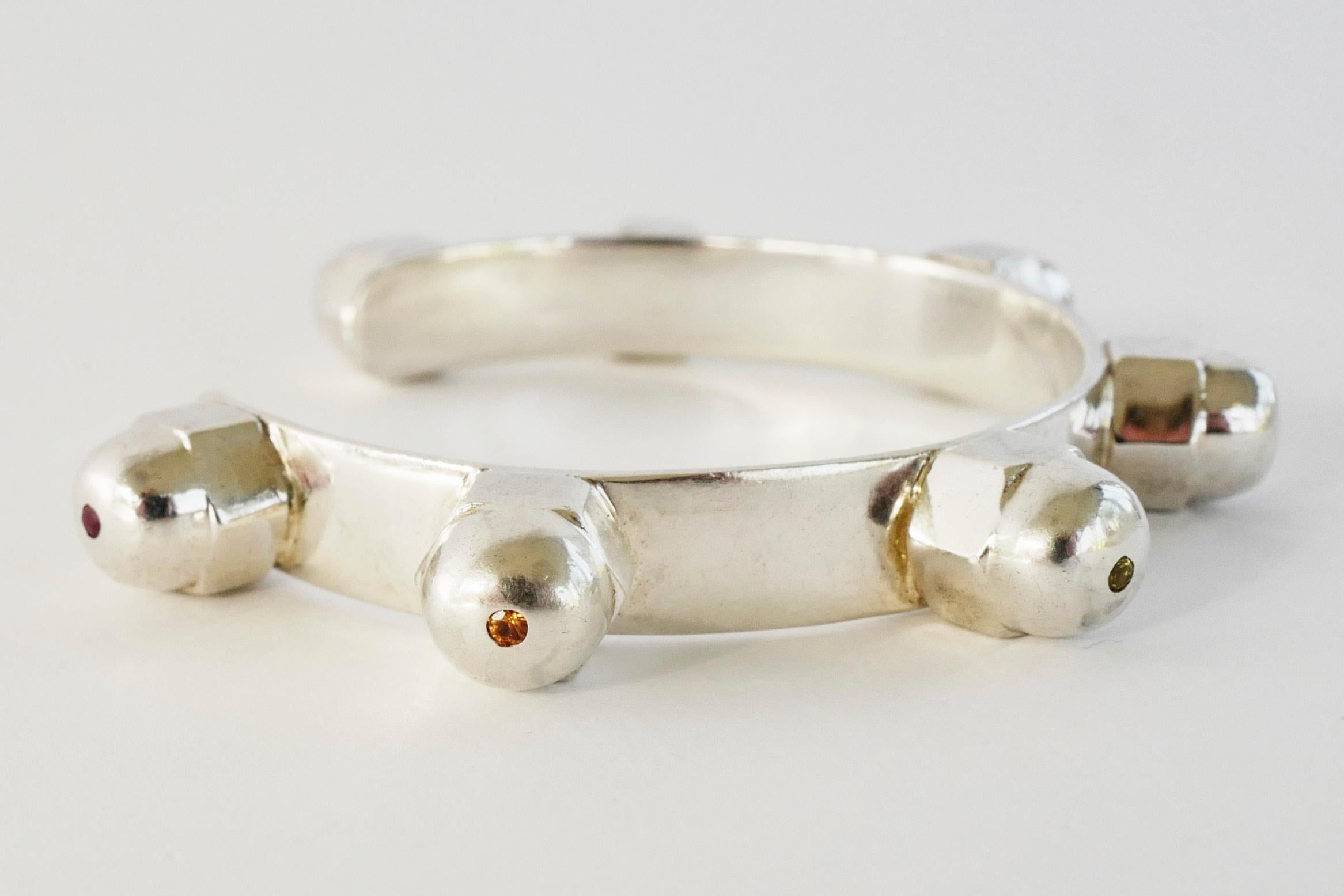 Diamante blanco Esmeralda Zafiro Rubí Brazalete Chakra Plata de ley J DAUPHIN Corte brillante en venta