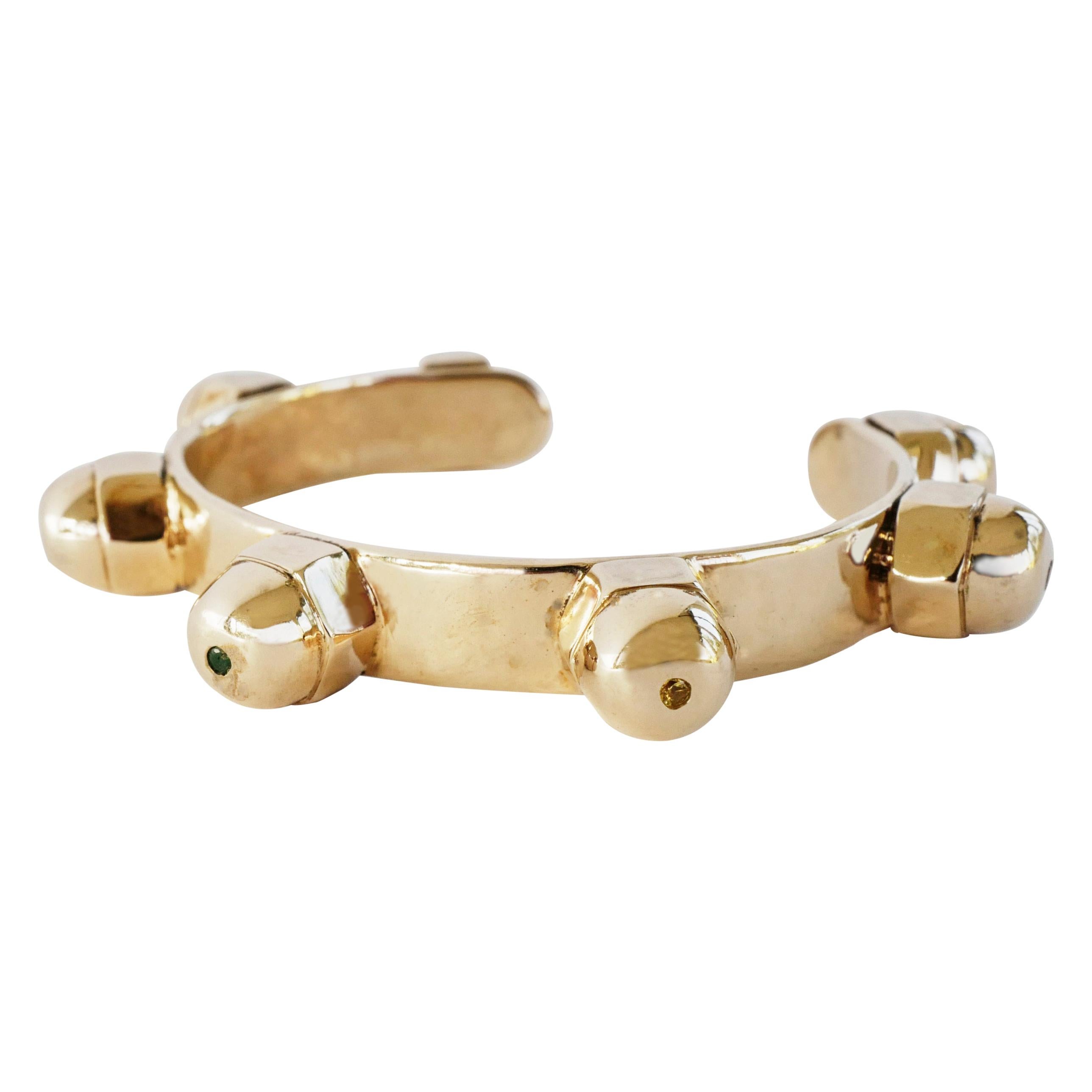 Bracelet manchette chakra en diamants blancs, émeraudes, rubis, saphirs, opales et tanzanites en vente