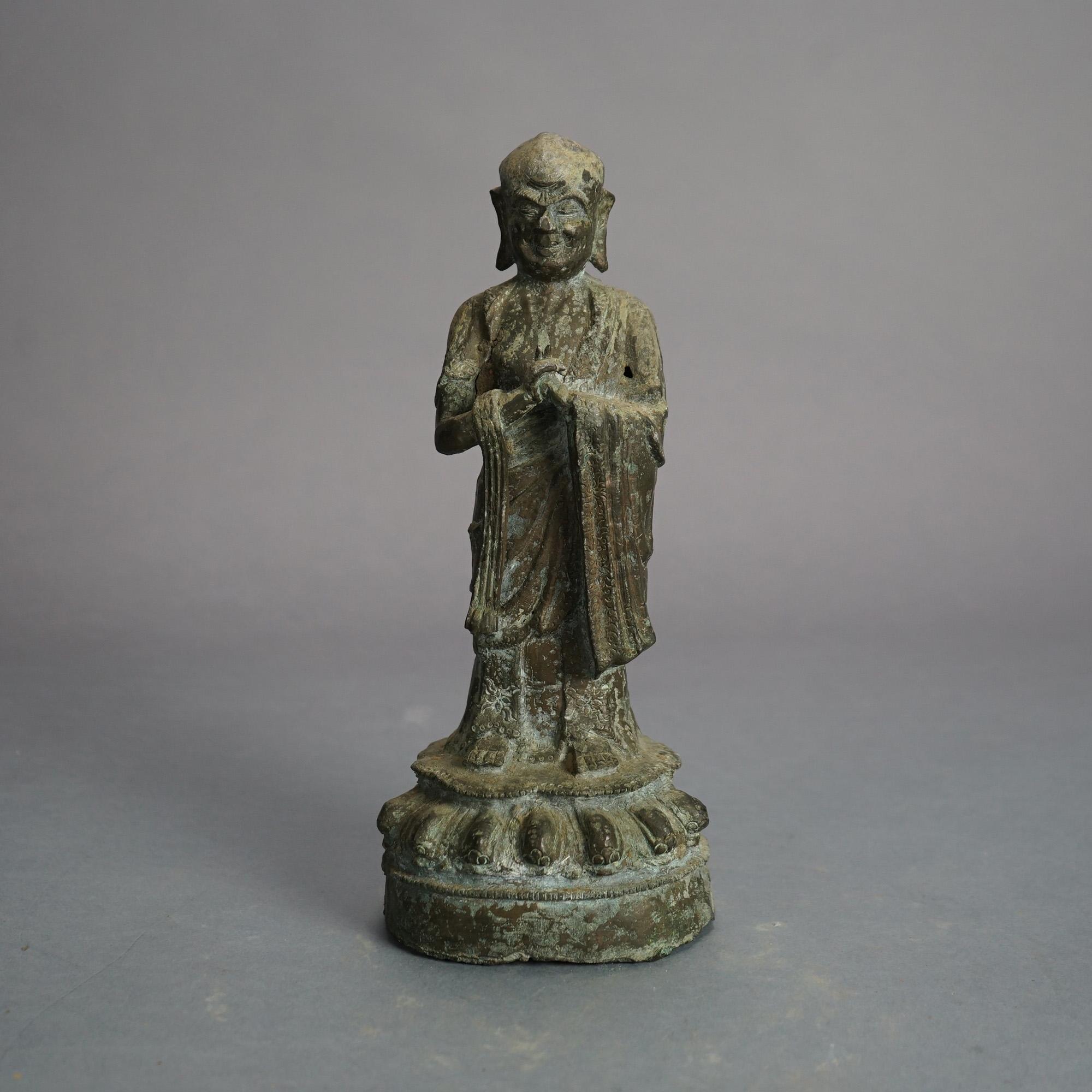 Sieben chinesische antike Artikel aus Bronzeguss aus dem 19. Jahrhundert (Gegossen) im Angebot