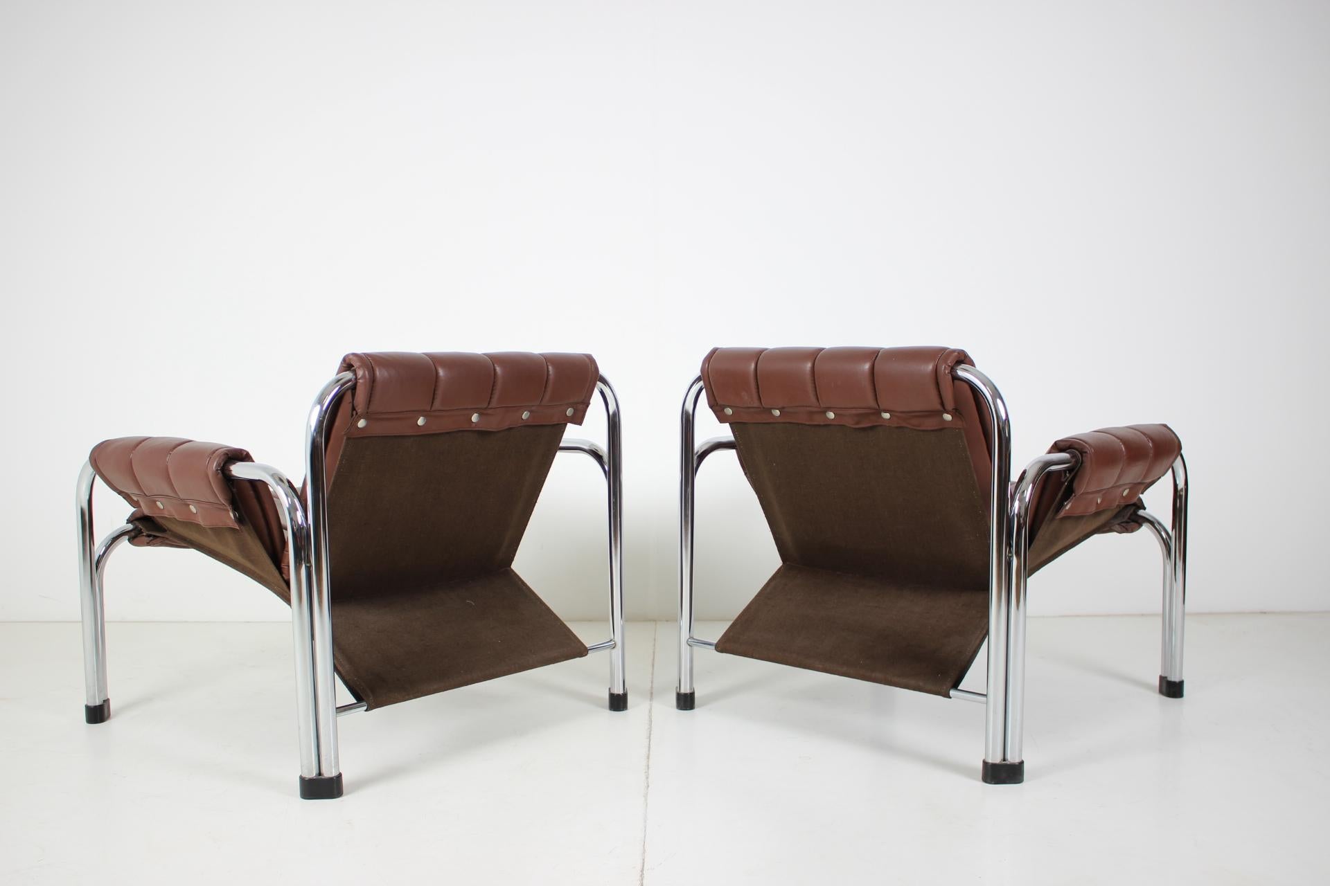 Late 20th Century Seven Chrome Armchair Designed by Viliam Chlebo, Czechoslovakia