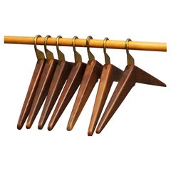seven cloth hanger, attributed Hagenauer, Vienna 1950, solid wood, brass