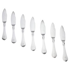Seven 'Continental Pattern' Georg Jensen Fish Knives in .830 Silver