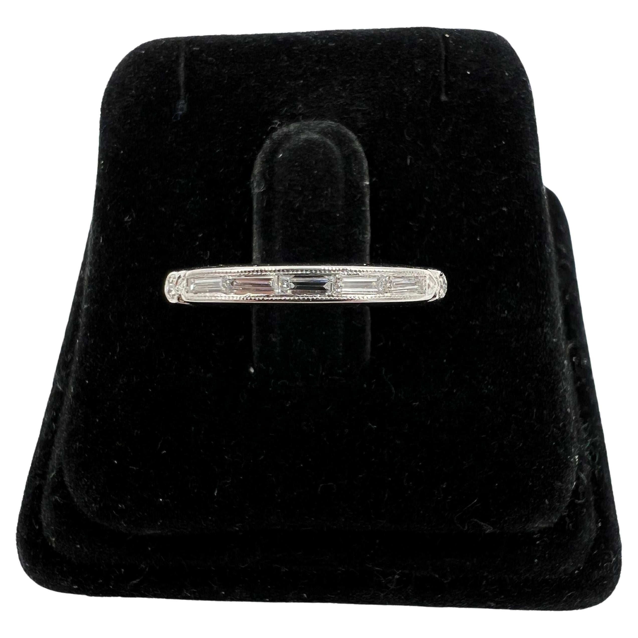 Seven Diamond Platinum Band Ring Circa 1950s
