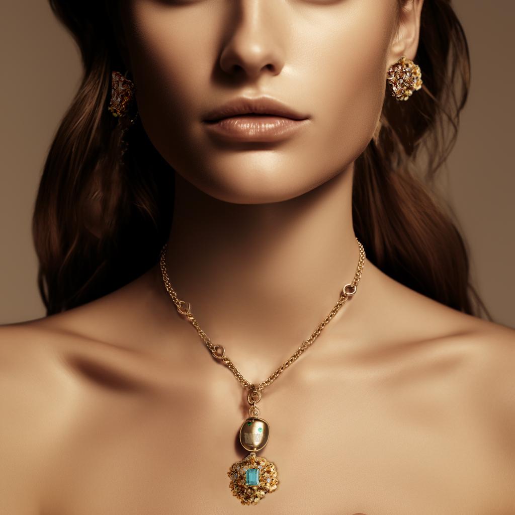 Seven Diamonds and Paraiba Tourmaline Eighteen Karat Rose Gold Pendant Necklace For Sale 2