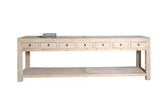 Seven Drawer Bleached Elm Dresser with Base