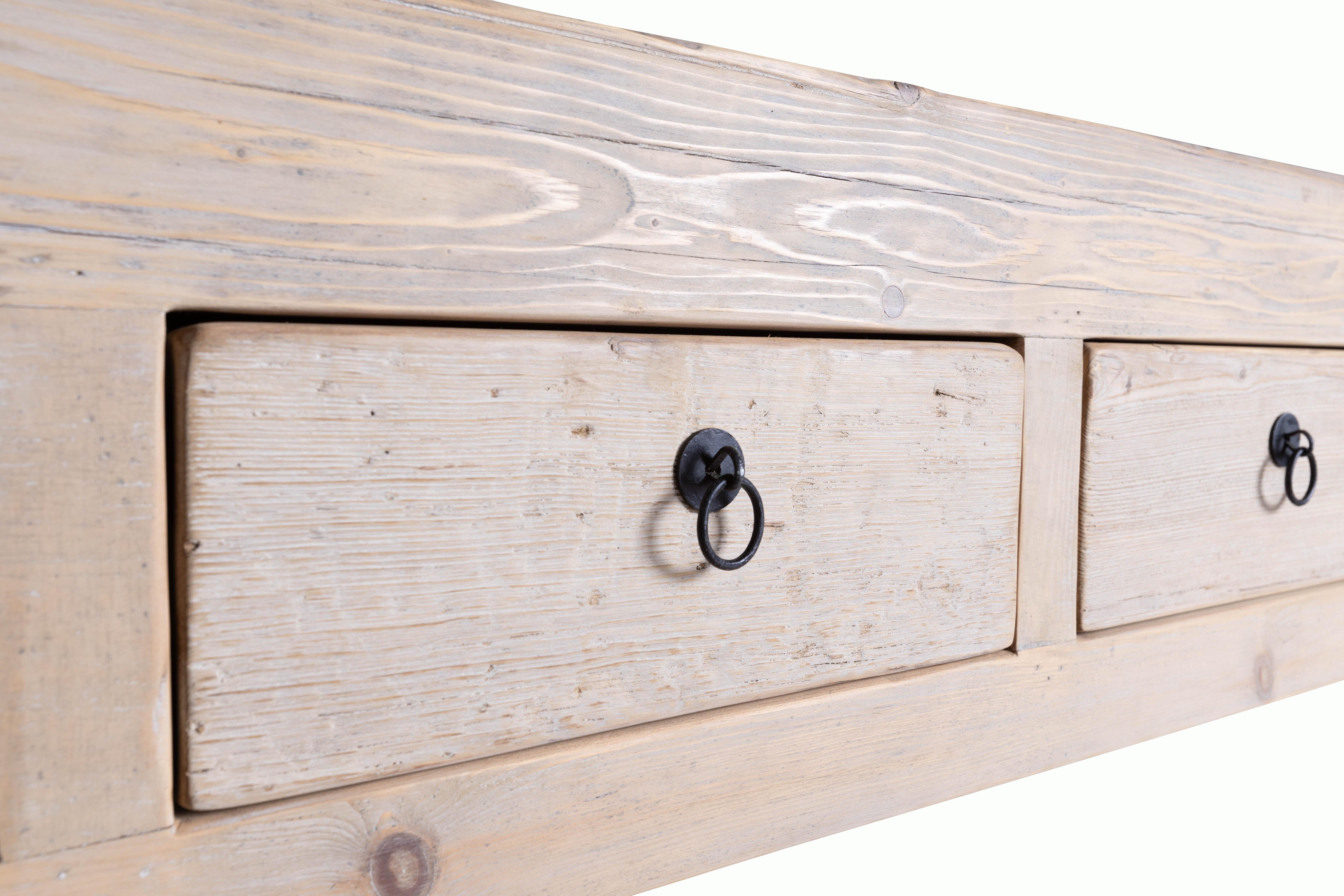 European Seven Drawer Bleached Elm Dresser with Base For Sale