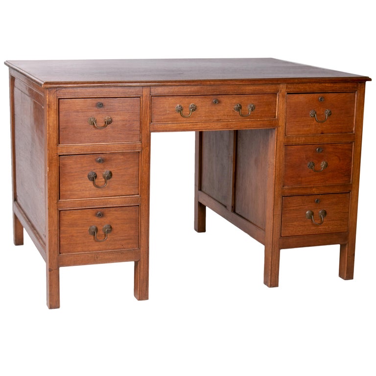 Seven Drawer Executive Desk with Brass Handles from Singapore For Sale at 1stDibs desk handles