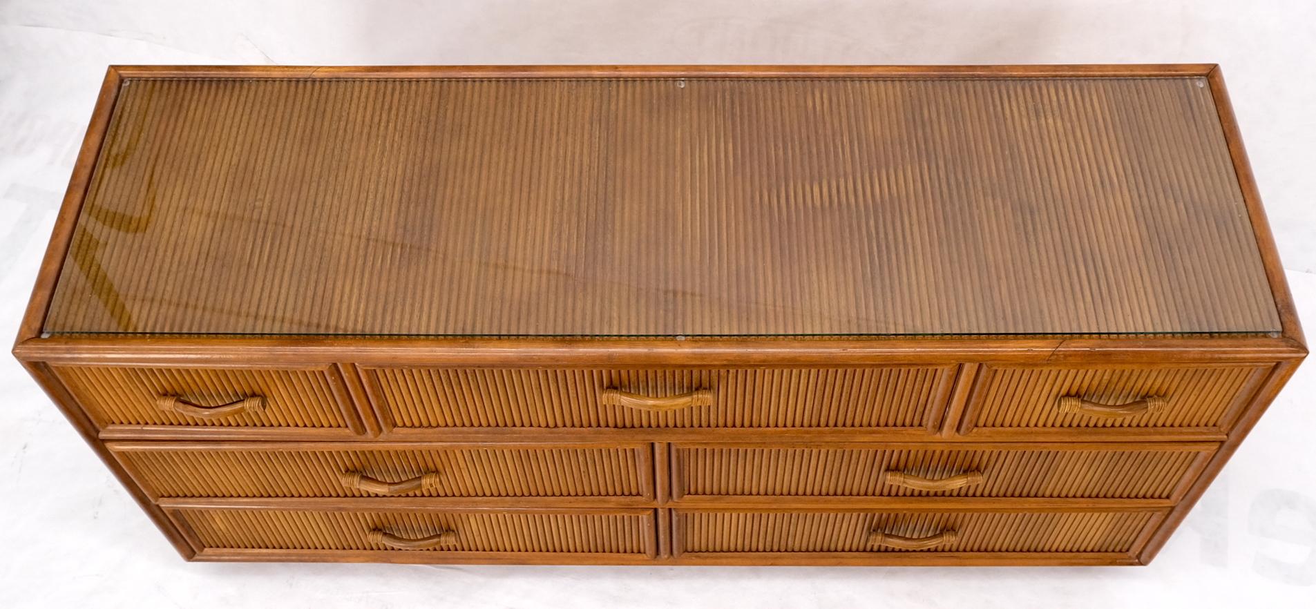 Very clean organic pencil reed style 7 drawers dresser credenza.