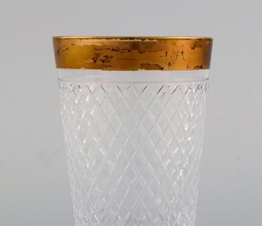 Mid-20th Century Seven Drinking Glasses in Mouth-Blown Crystal Glass with Gold Edge, 1930's For Sale