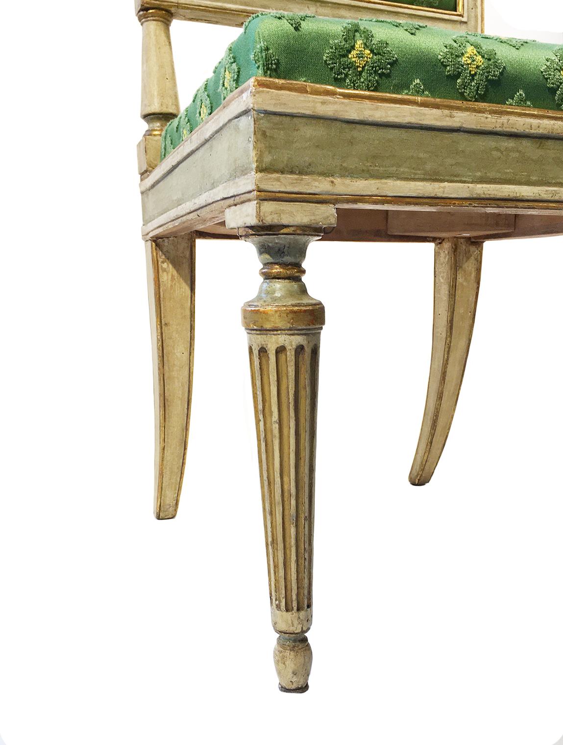 Siete sillas italianas neoclásicas de principios del siglo XIX, Milán circa 1820 en venta 3
