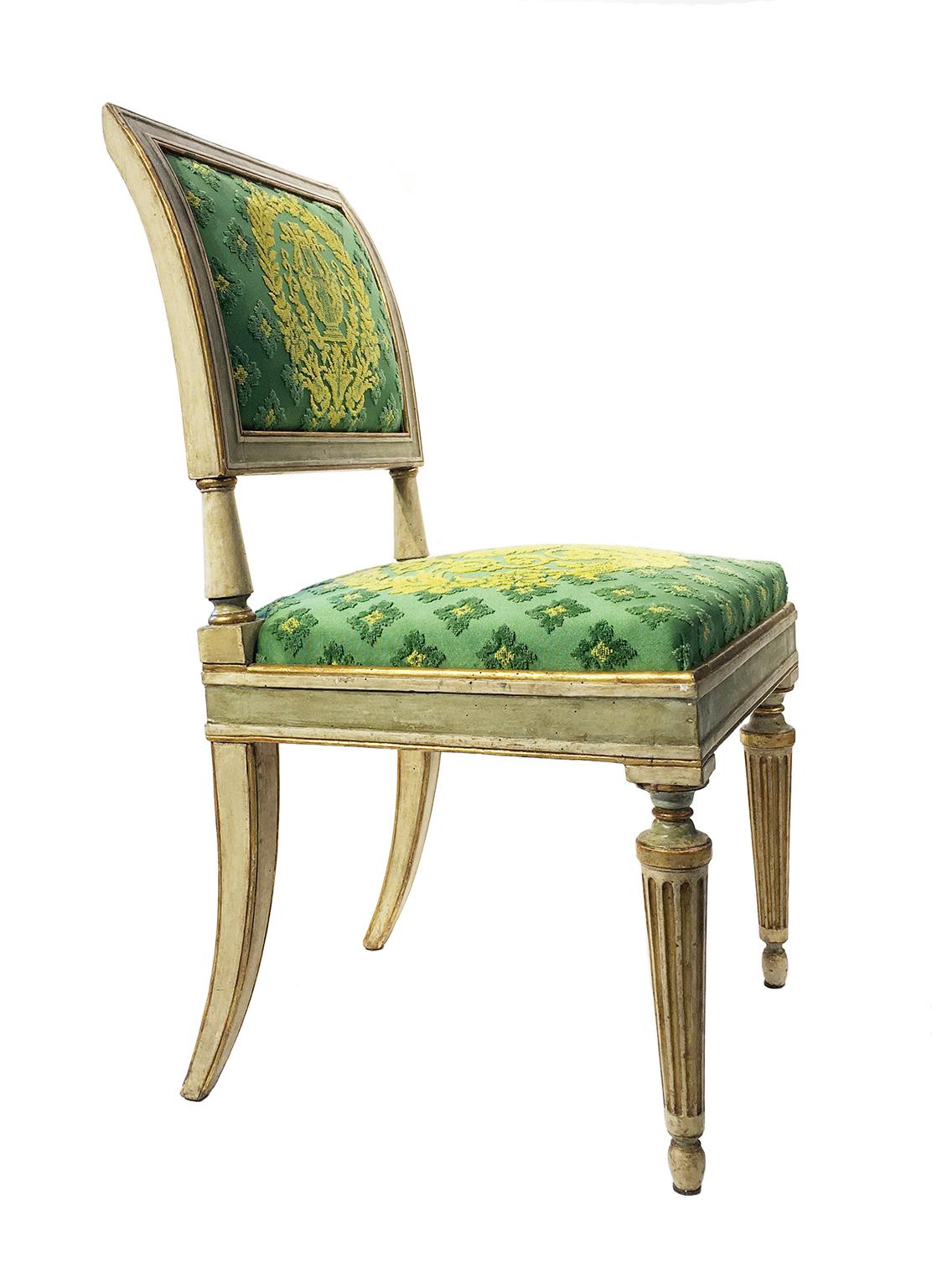 Lacquered Seven Early 19th Century Neoclassical Italian Chairs, Milan circa 1820 For Sale