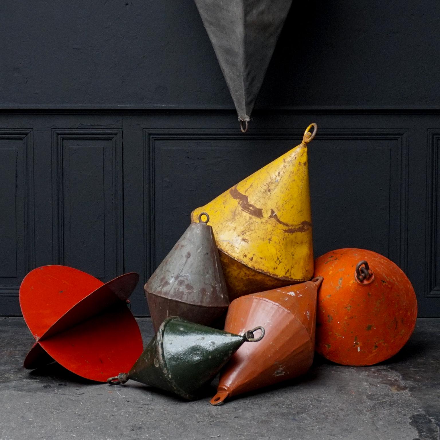 Seven Early 20th Century Dutch Marine Canvas Signal Day Shapes and Metal Buoys 1