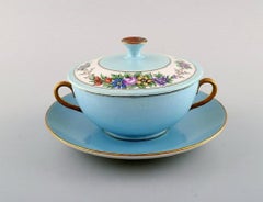 Seven Early Bing and Grondahl Bouillion Cups with Lids and Saucers