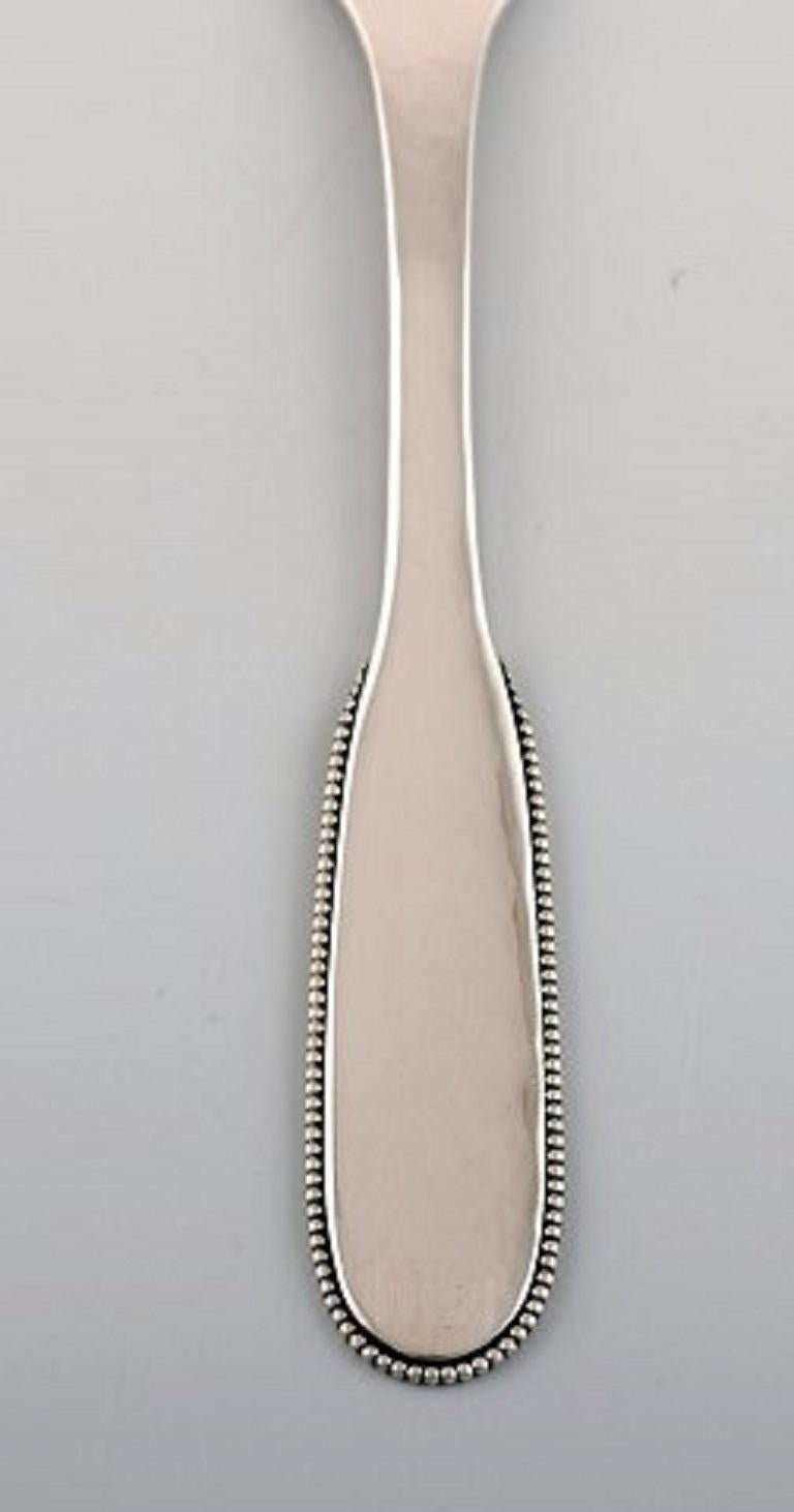 Art Deco Seven Evald Nielsen Number 14 Cake Forks in Hammered Silver, 1920s