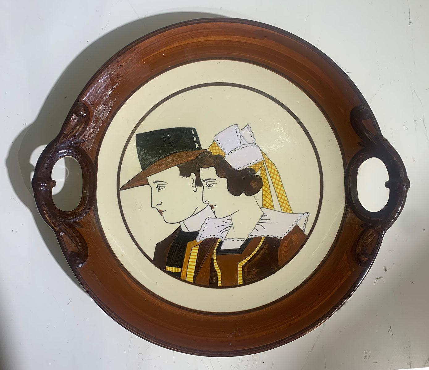 20th Century Seven Faience Portrait Plates Representing Breton Characters Signed HB Quimper For Sale