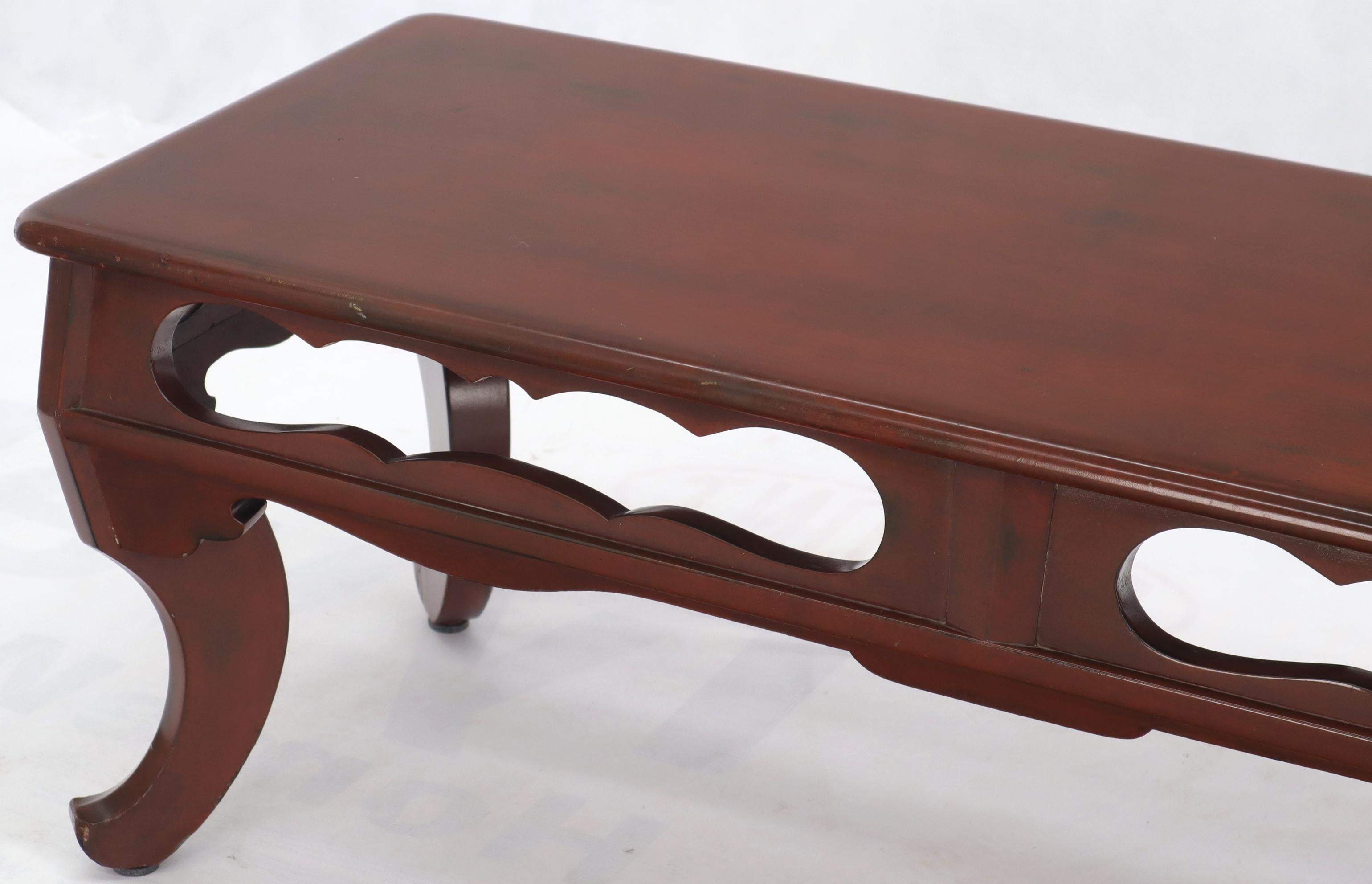 American Long Six-Legged Blood Cherry Lacquer Finish Display Bench For Sale