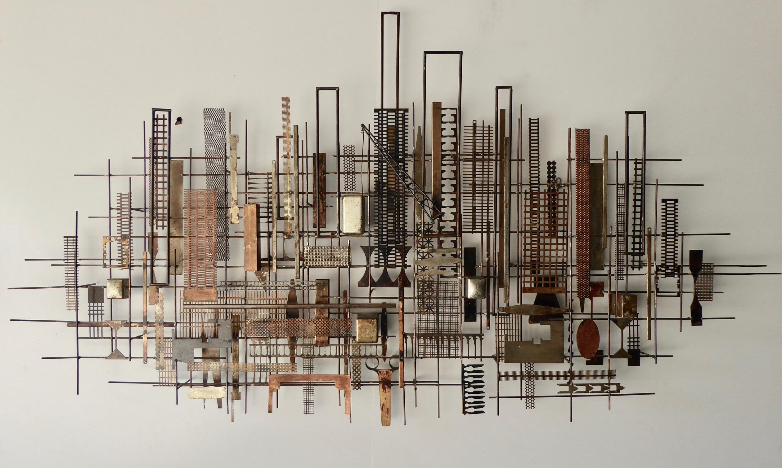Large Scale Brutalist Skyline Wall Sculpture by William Bowie, circa 1970 8