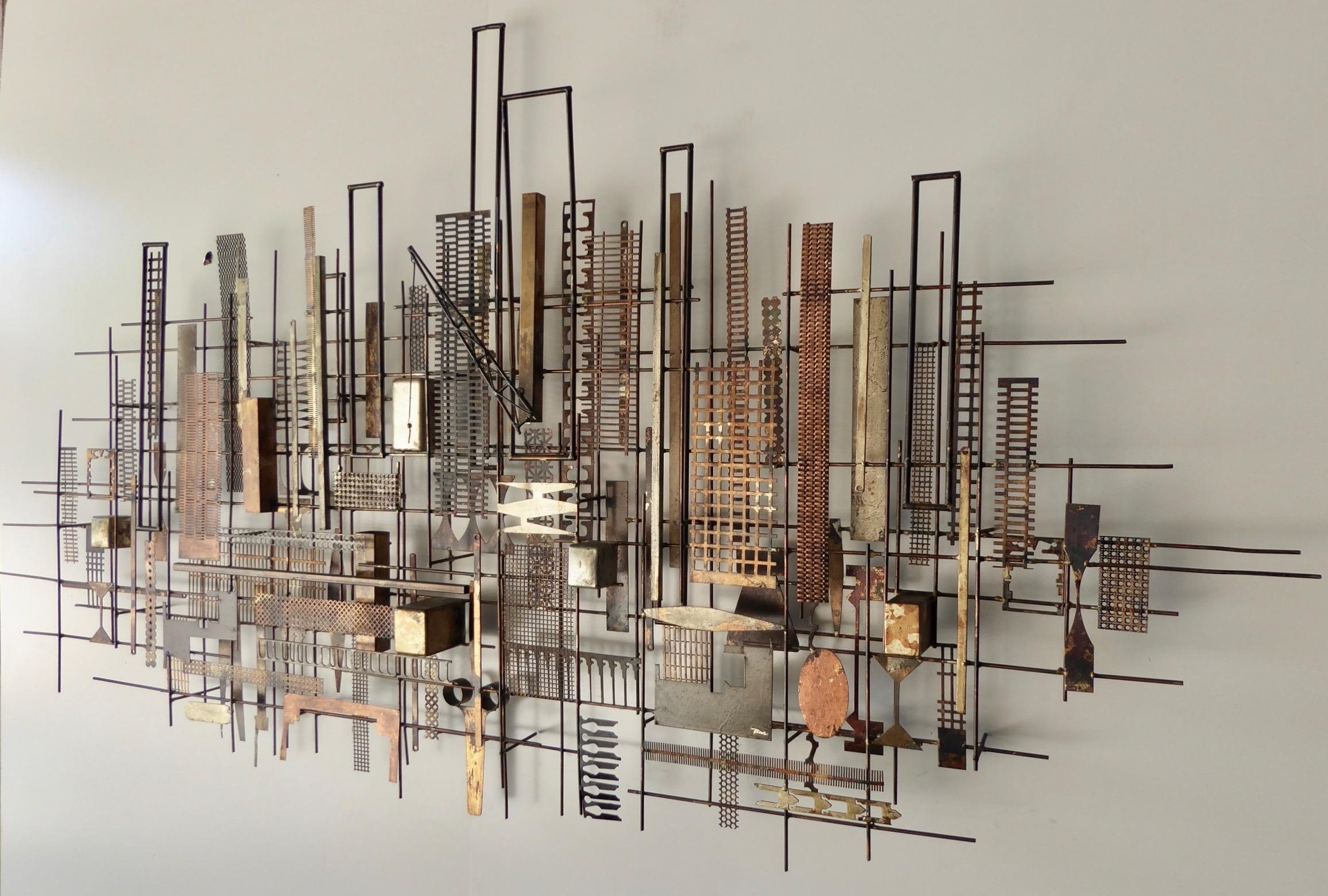 Late 20th Century Large Scale Brutalist Skyline Wall Sculpture by William Bowie, circa 1970