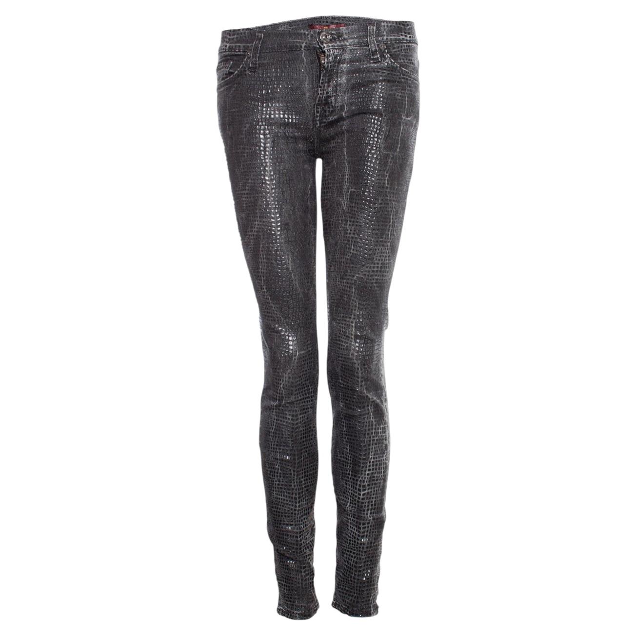 Seven for all mankind, jeans with shiny lizard print. For Sale