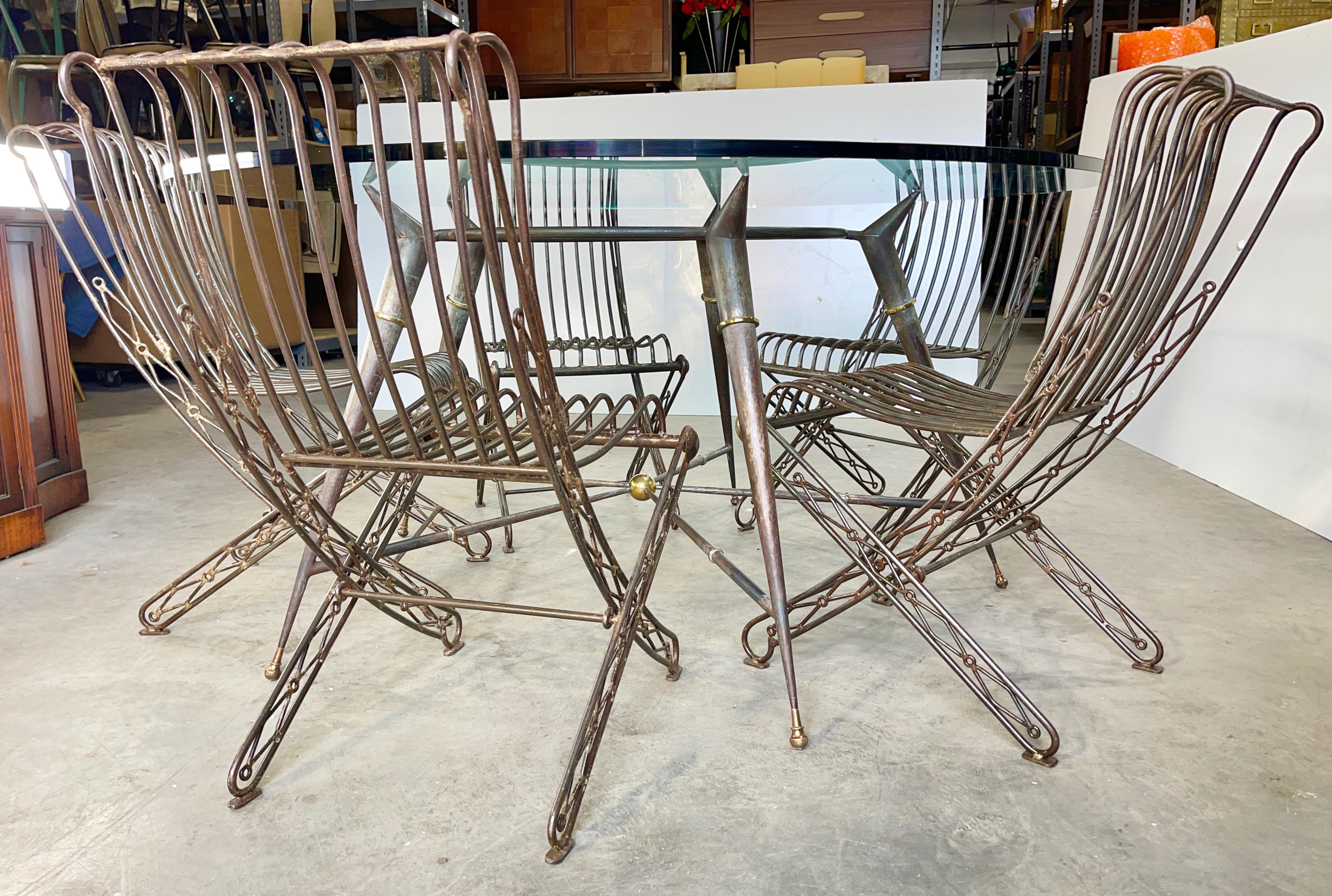 Seven French Fer Forge Folding Chairs For Sale 7