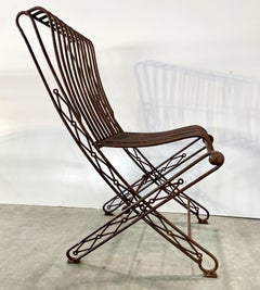 Sept chaises pliantes françaises Fer Forge