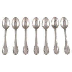 Seven Georg Jensen Lily of the Valley Coffee Spoons in Sterling Silver