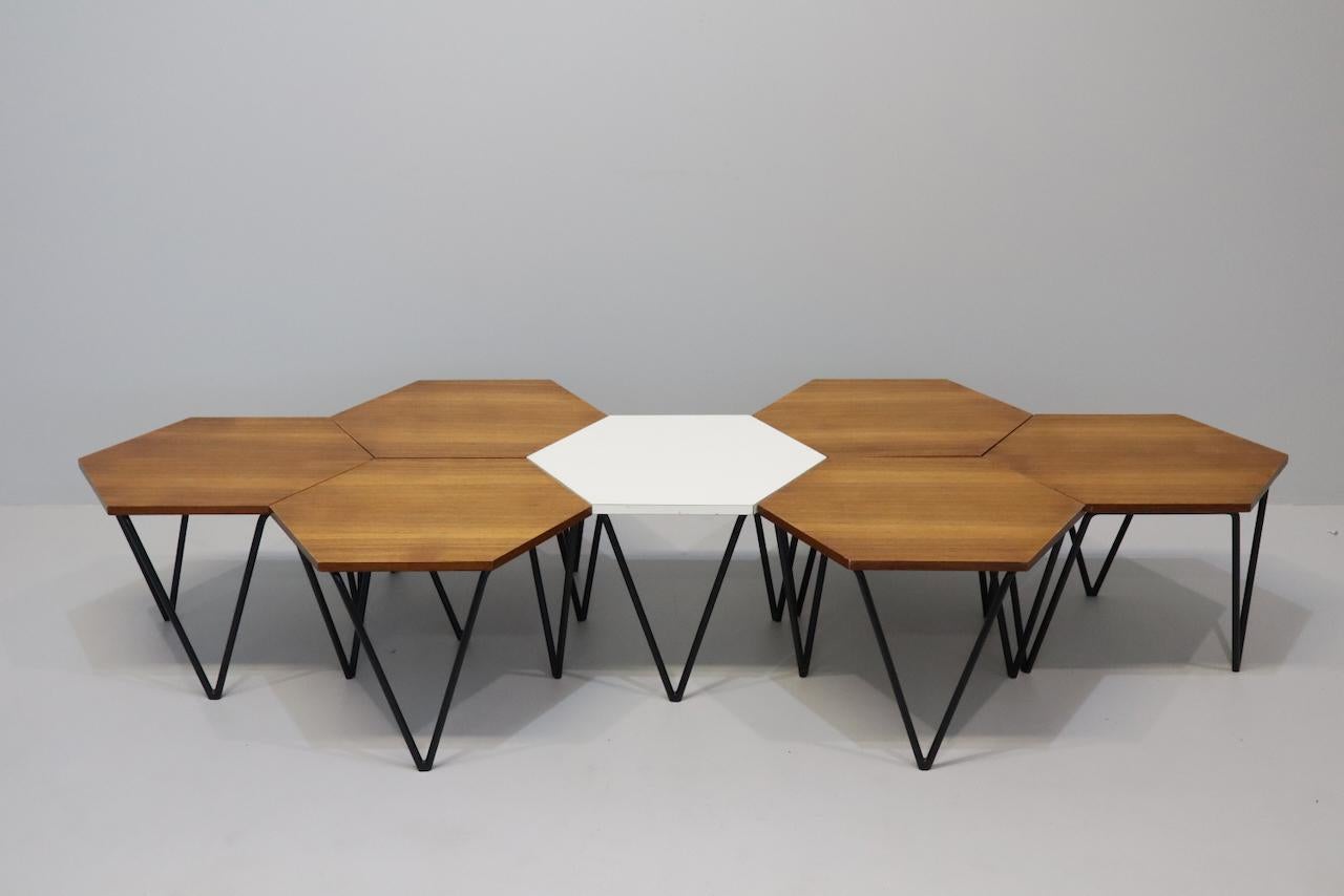 Wood Seven Gio Ponti Coffee Tables for I.S.A., Italy, circa 1950 For Sale