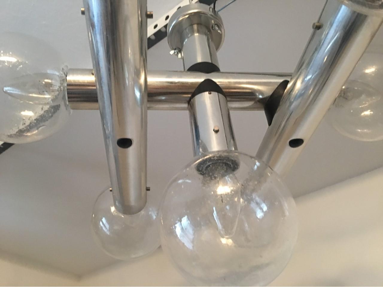 Late 20th Century Seven Glass Ball Sputnik Flush Mount Chandelier by J.T. Kalmar, Franken KG For Sale